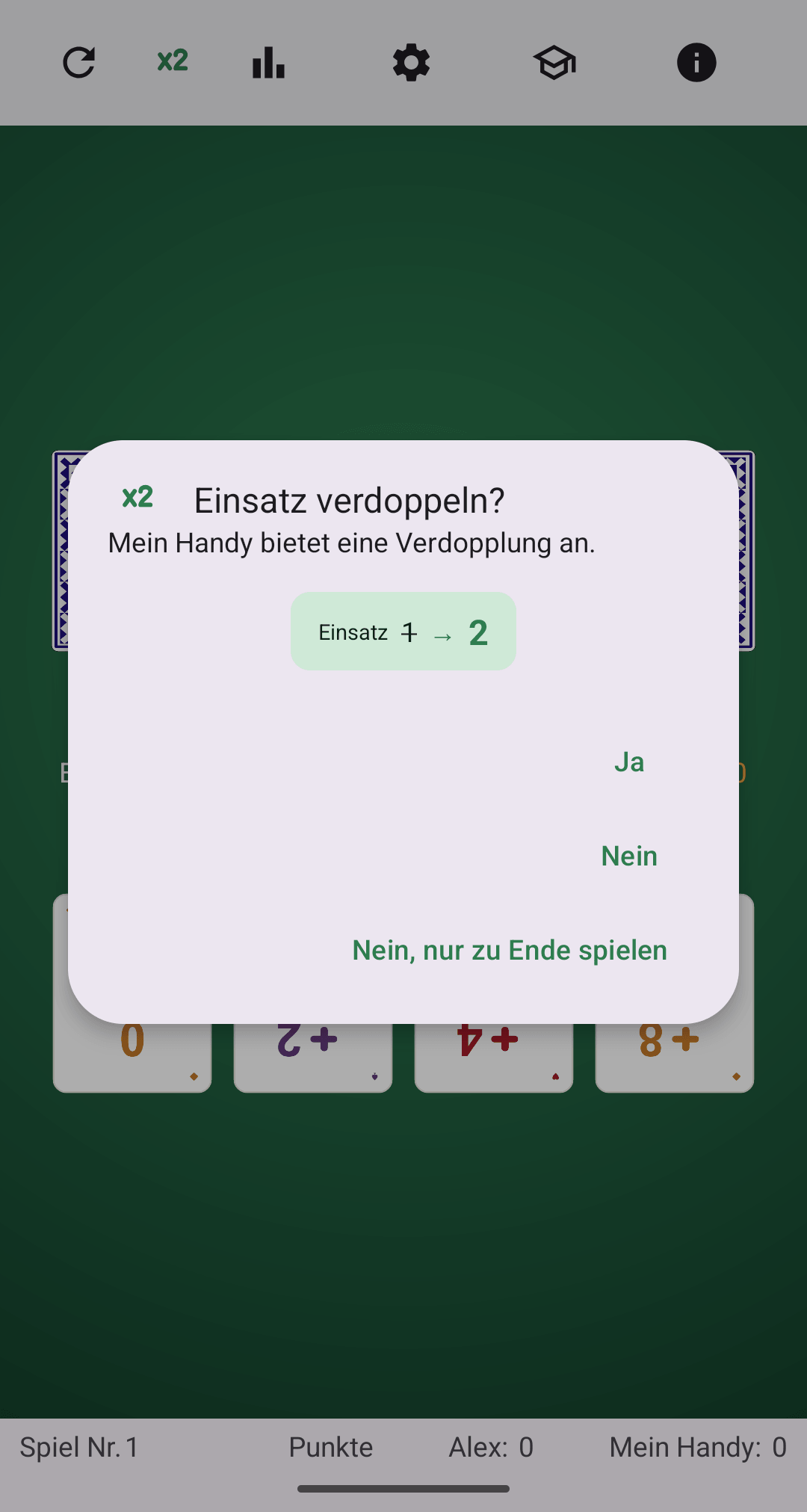 Screenshot: Verdopplungsangebot in 1und5zig